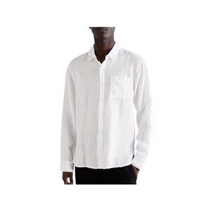 James Perse Garment-Dyed Linen Long Sleeve Button Up Shirt Men's Size 4/XL White